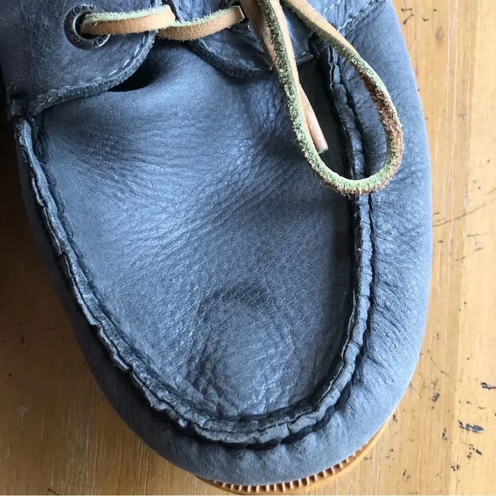 Vintage Boat Shoes Grey Leather Sperry Top-Sider Original Gray Prep Yellow Sole